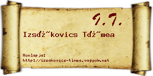 Izsákovics Tímea névjegykártya